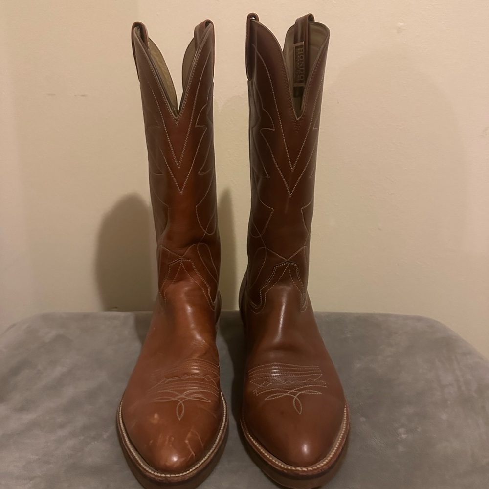 HONDO Maple Brown Leather Cowboy Boots - Made in Mexico